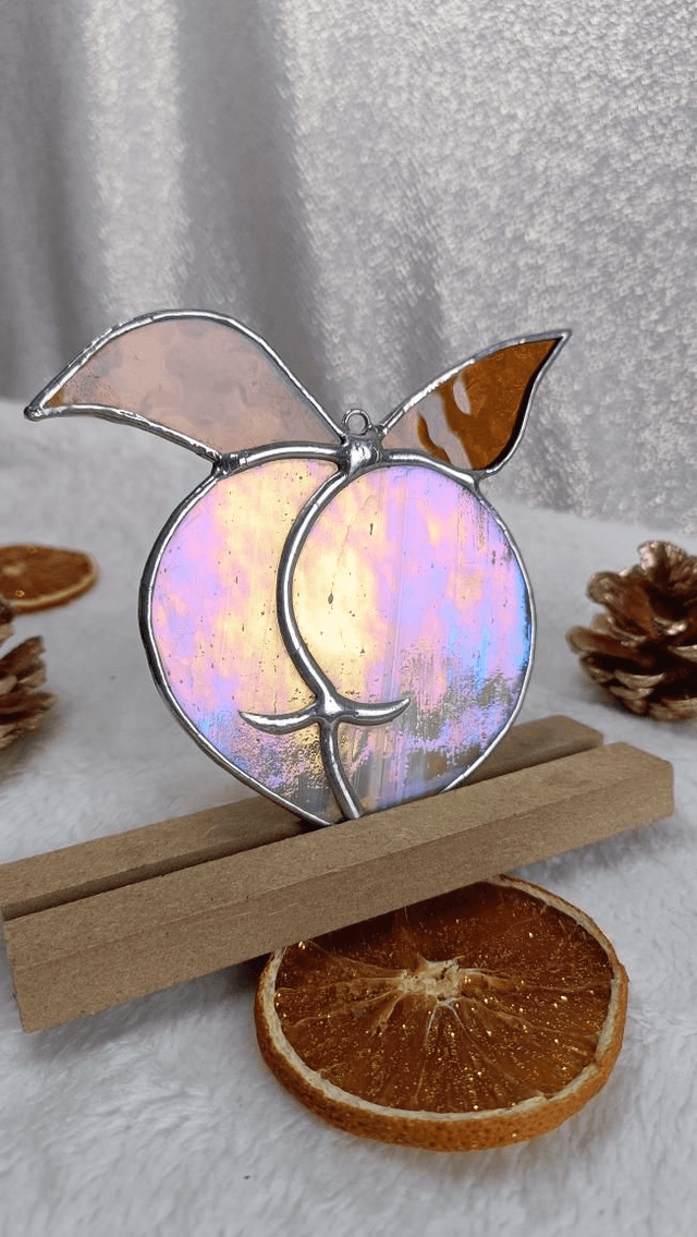 Boule de pêche nacré nœud ambré 