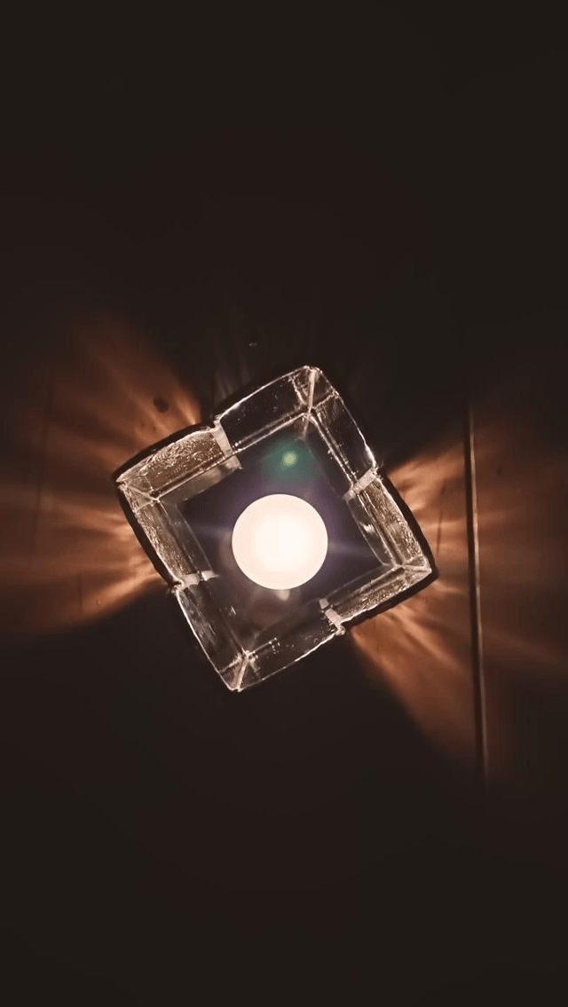 Photophore Bleu paon et transparent 