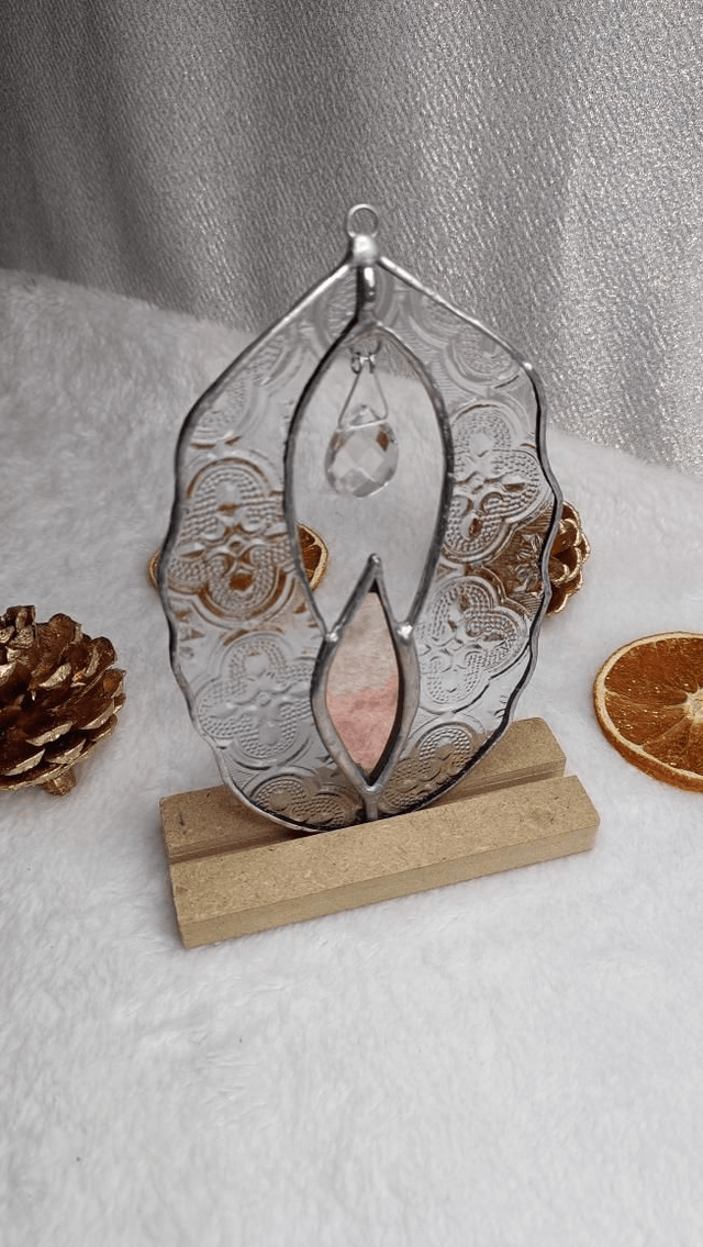 Vulva miroir rose et verre Mauresque transparent 