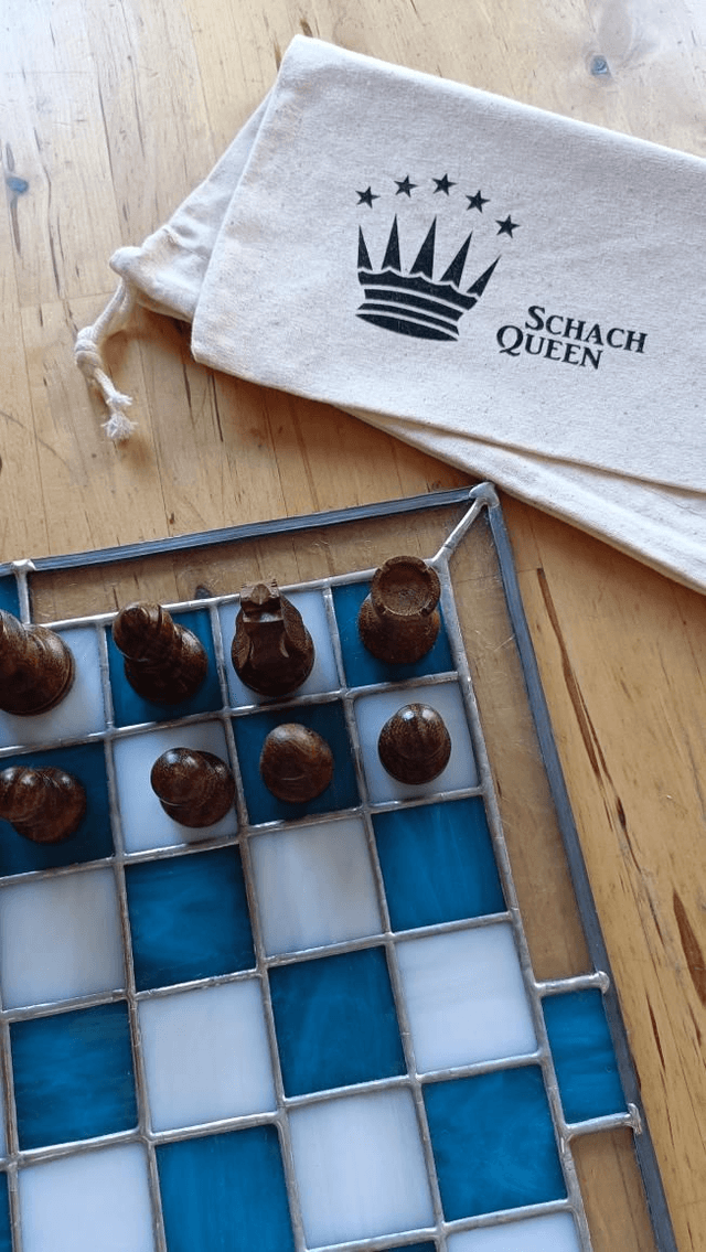 Échiquier en vitrail Bleu turquoise 