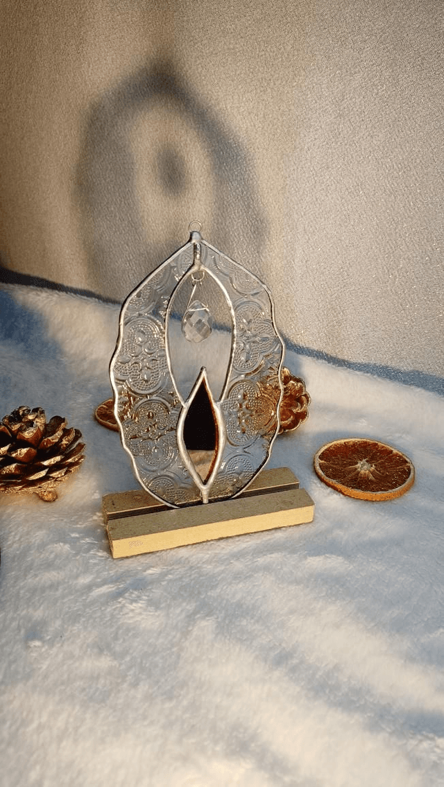 Vulva miroir rose et verre Mauresque transparent 