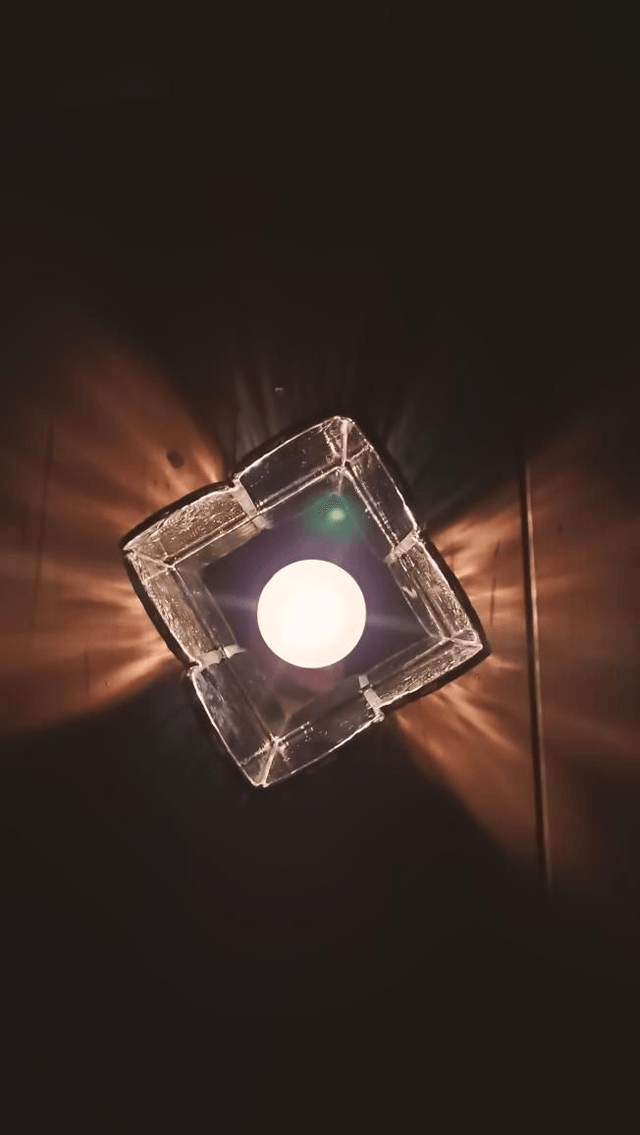 Photophore Bleu paon et transparent 