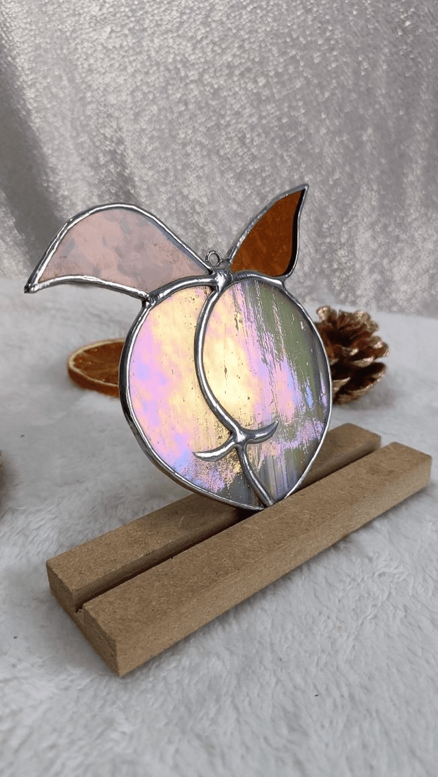 Boule de pêche nacré nœud ambré 