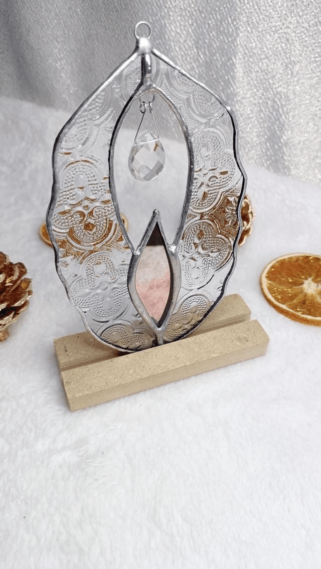 Vulva miroir rose et verre Mauresque transparent 